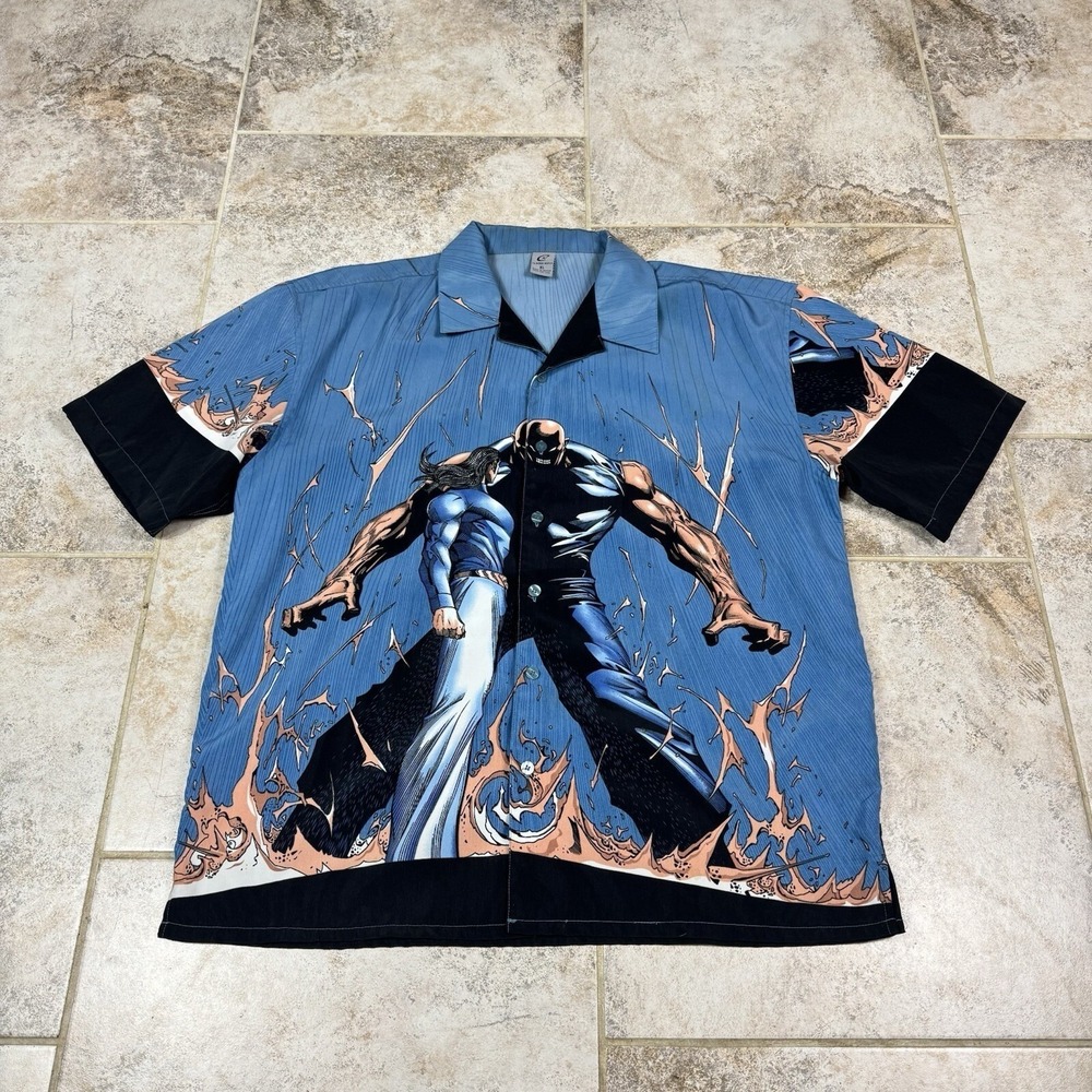 Vintage Claudio Nucci Shirt Mens XL Fighting Warriors AOP Anime Manga Button Up